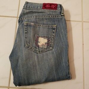 Lilu  distressed boho floral jeans